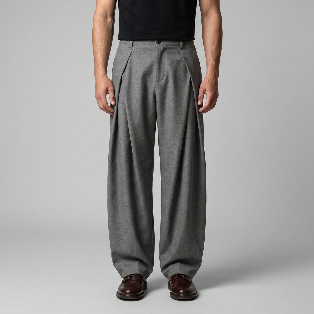 Pantaloni Uomo Sartoriali a Gamba Ampia con Pince