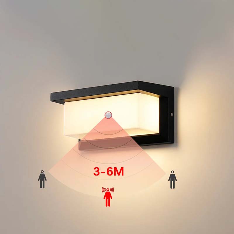 Applique da Esterno con Sensore di Movimento LED Nera Impermeabile