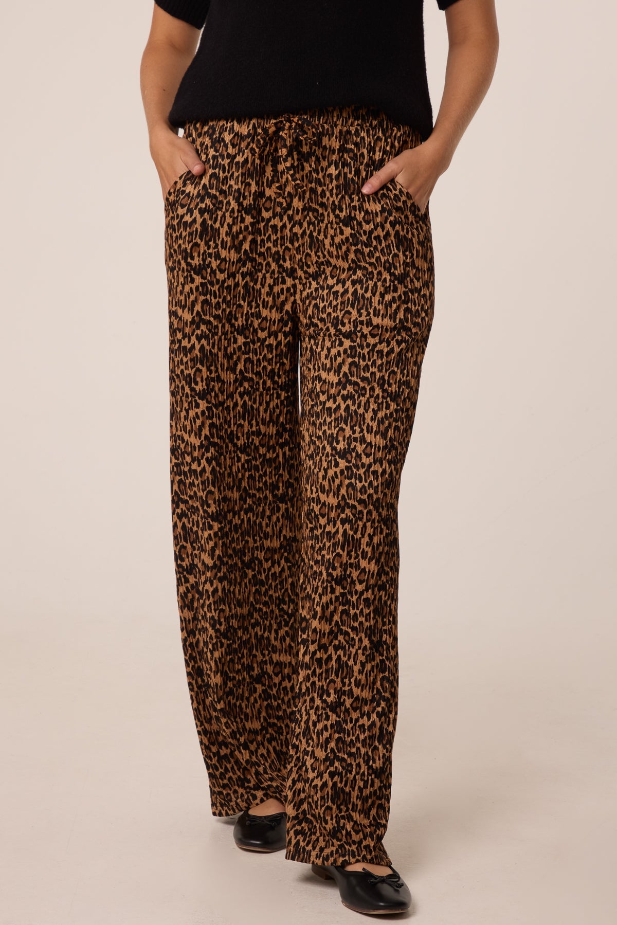 Pantaloni Donna a Zampa Larga Stampa Leopardo
