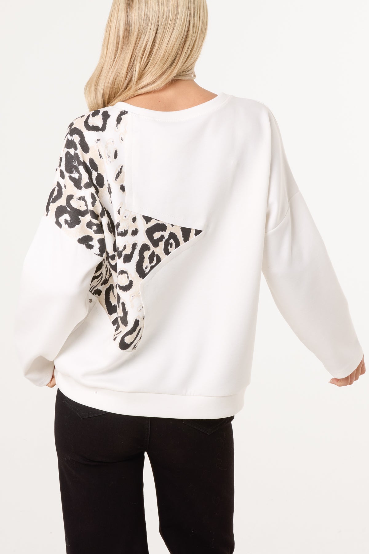 Maglione Donna Stella Leopardo con Borchie