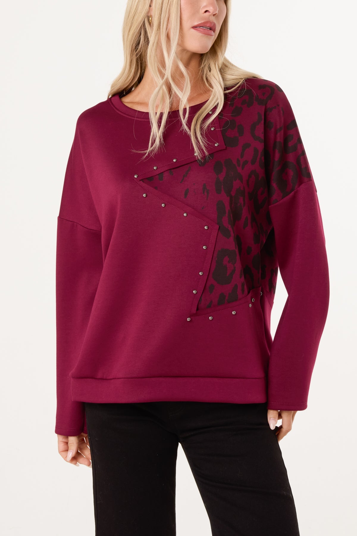 Maglione Donna Stella Leopardo con Borchie