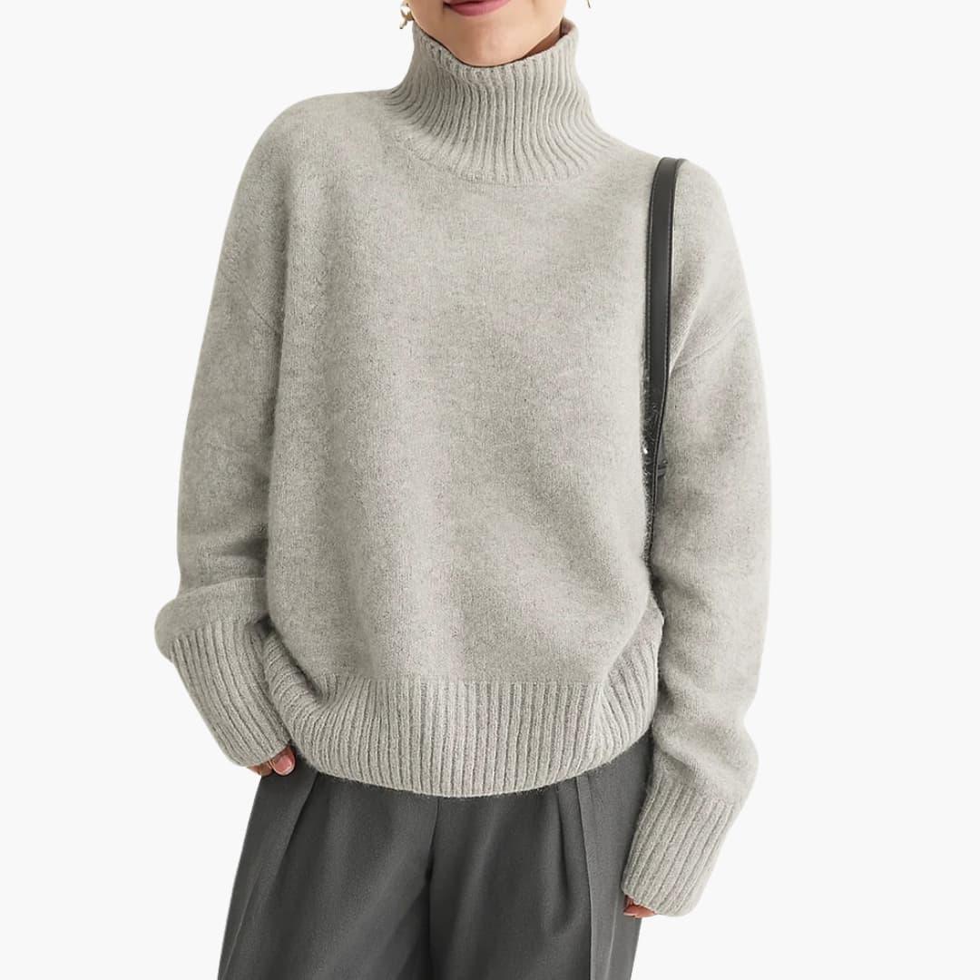 Maglione Donna Oversize Collo Alto in Maglia Grossa