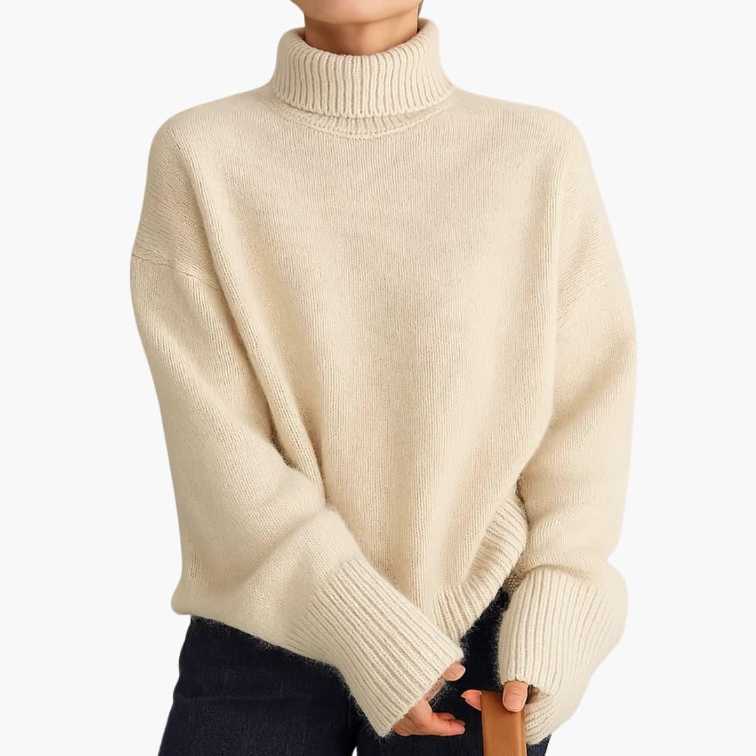 Maglione Donna Oversize Collo Alto in Maglia Grossa