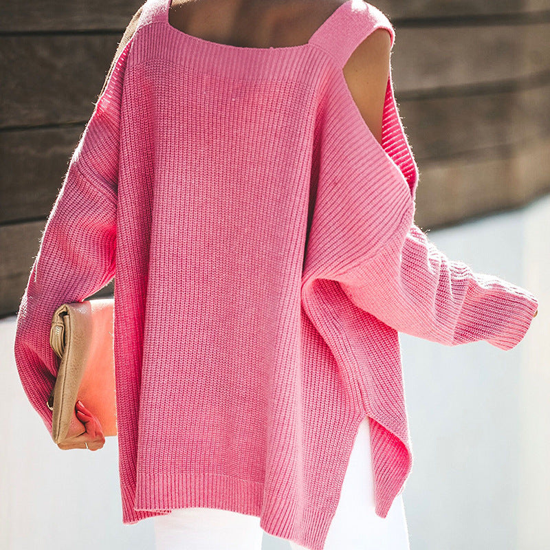 Donna - Maglione in maglia - Scollo asimmetrico