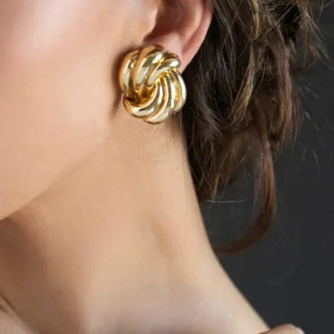 Orecchini a Nodo Donna Placcati Oro Giallo 18k - Design Intrecciato