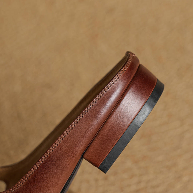 Mules Donna in Vera Pelle con Cinturino Mary Jane