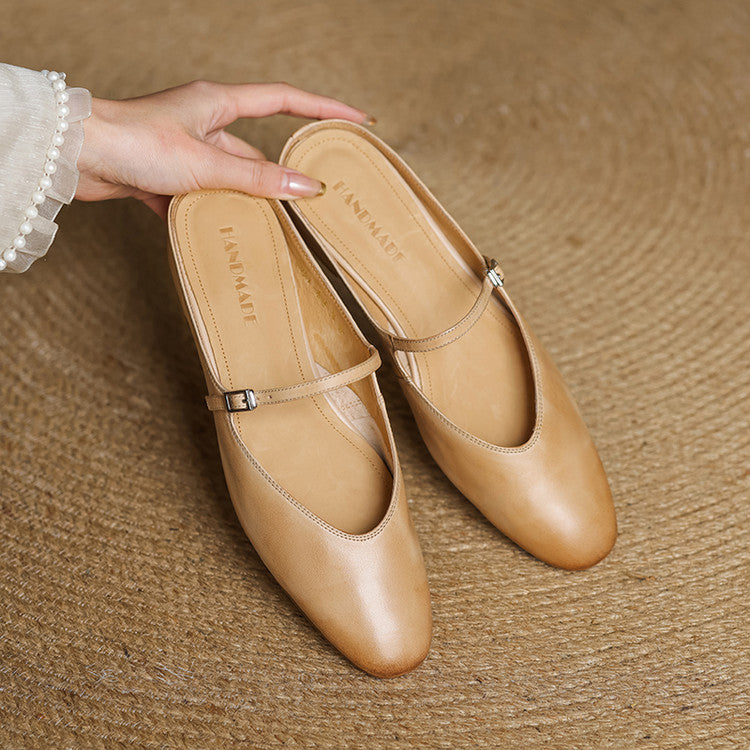 Mules Donna in Vera Pelle con Cinturino Mary Jane