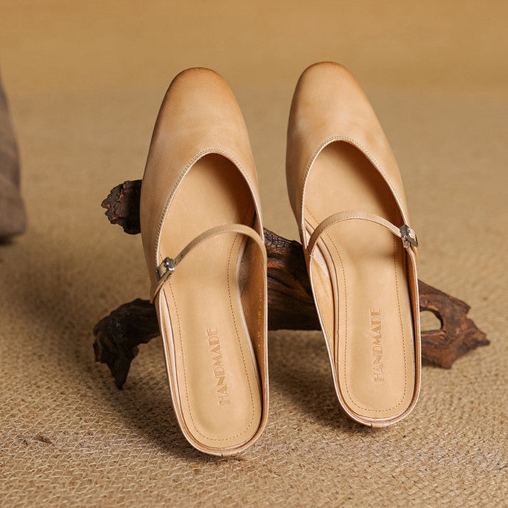 Mules Donna in Vera Pelle con Cinturino Mary Jane