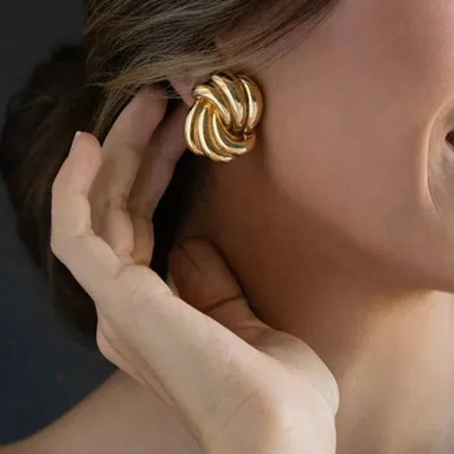 Orecchini a Nodo Donna Placcati Oro Giallo 18k - Design Intrecciato