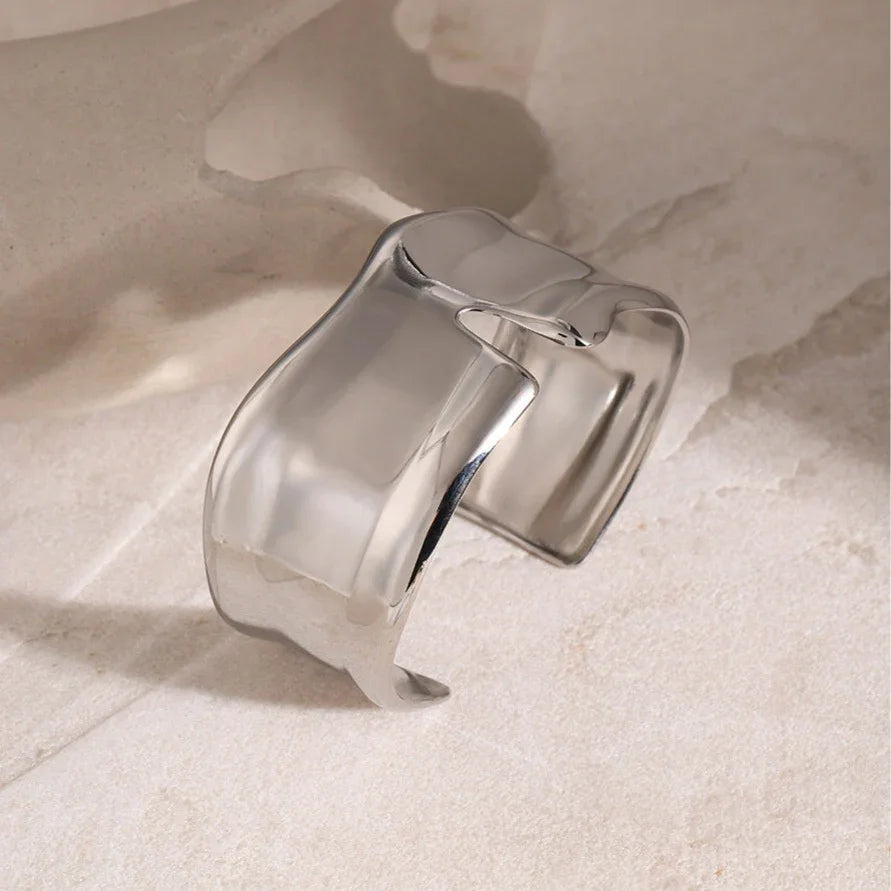 Bracciale Rigido Donna Placcato Oro Minimal in Acciaio