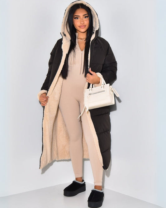 Giacca Invernale Donna Reversibile – Design Doppio Senso in Nero e Grigio per Giornate Fredde e Outfit Casual o Chic