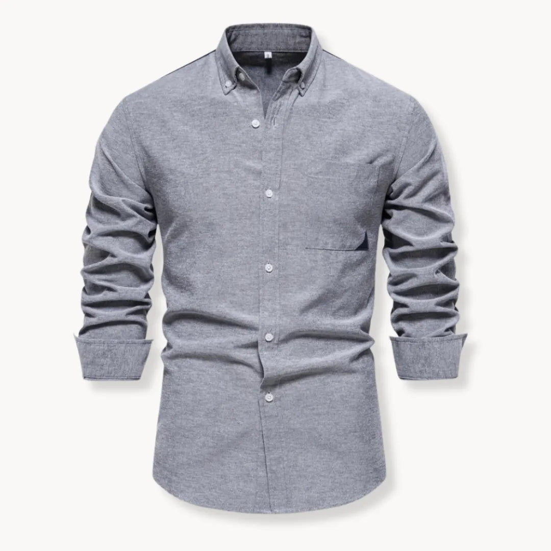 Camicia Slim Fit da Uomo – Con Collo Button-Down e Taschino, Adatta per Lavoro e Uso Quotidiano