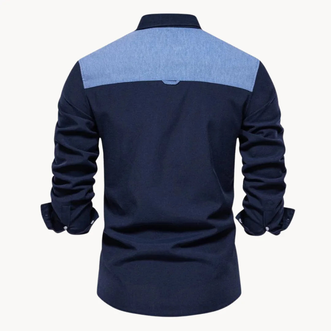 Camicia Slim Fit da Uomo – Con Collo Button-Down e Taschino, Adatta per Lavoro e Uso Quotidiano