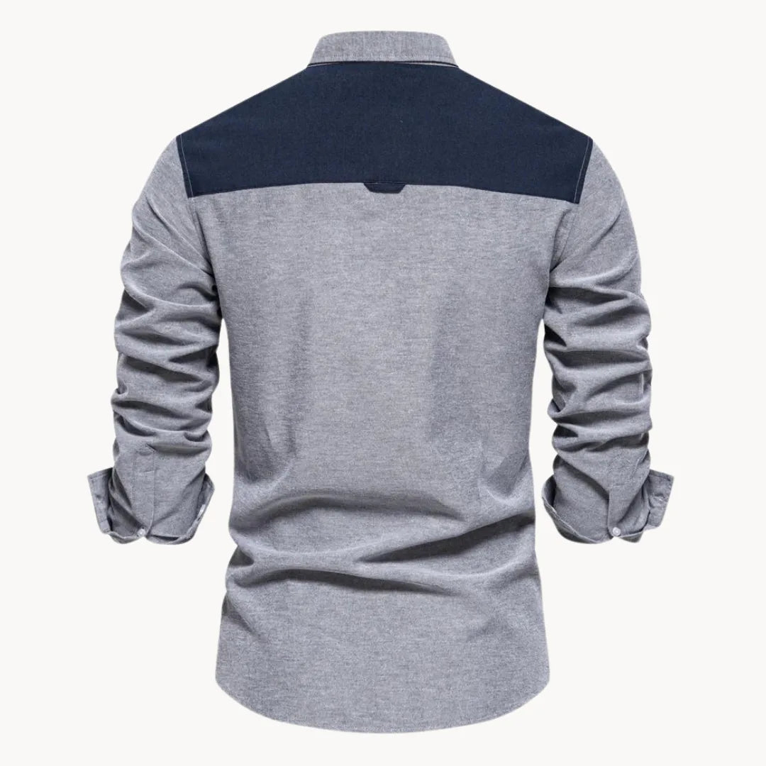 Camicia Slim Fit da Uomo – Con Collo Button-Down e Taschino, Adatta per Lavoro e Uso Quotidiano