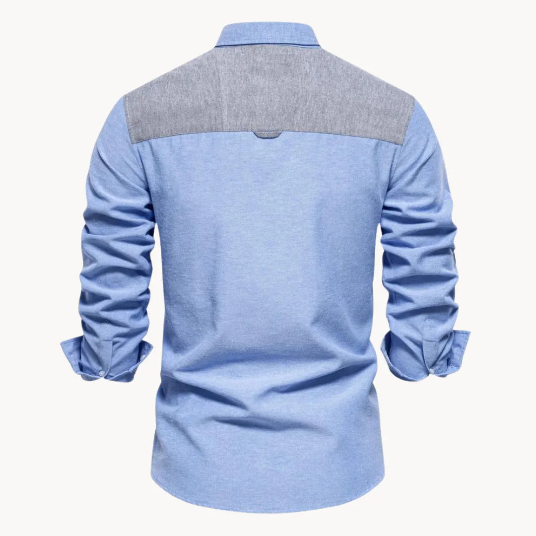 Camicia Slim Fit da Uomo – Con Collo Button-Down e Taschino, Adatta per Lavoro e Uso Quotidiano