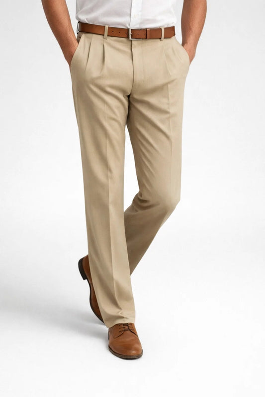 Pantaloni Uomo Classici a Pinze Vita Alta