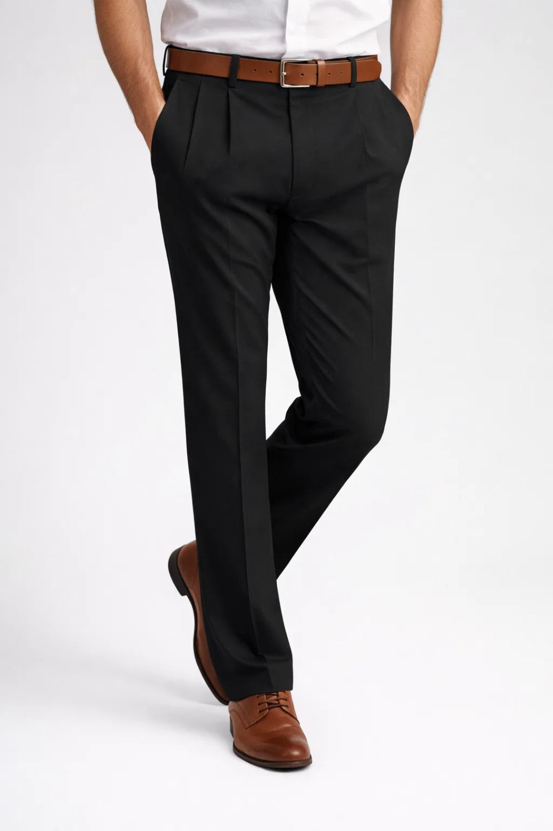 Pantaloni Uomo Classici a Pinze Vita Alta