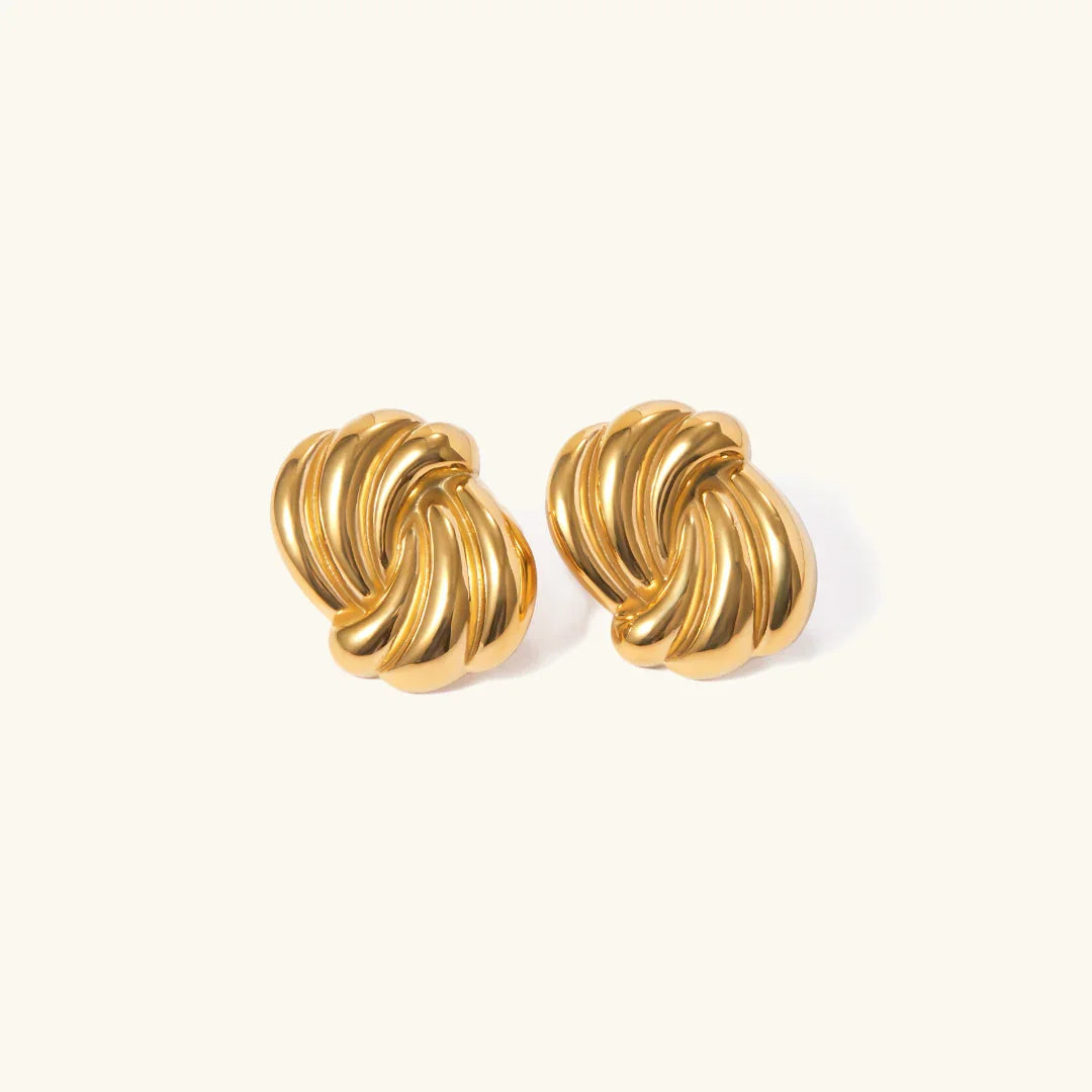 Orecchini a Nodo Donna Placcati Oro Giallo 18k - Design Intrecciato