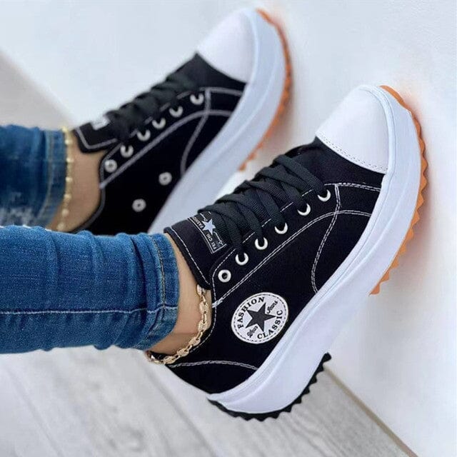 Sneakers Donna Platform in Tela con Suola Chunky