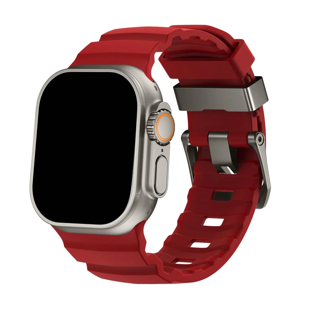 Cinturino Sportivo in Silicone per Apple Watch con Fibbia in Titanio