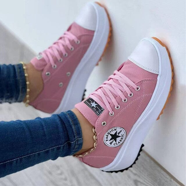 Sneakers Donna Platform in Tela con Suola Chunky