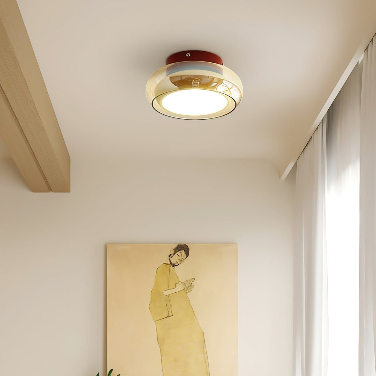 Plafoniera da Soffitto in Vetro Stile Retrò con LED Integrato
