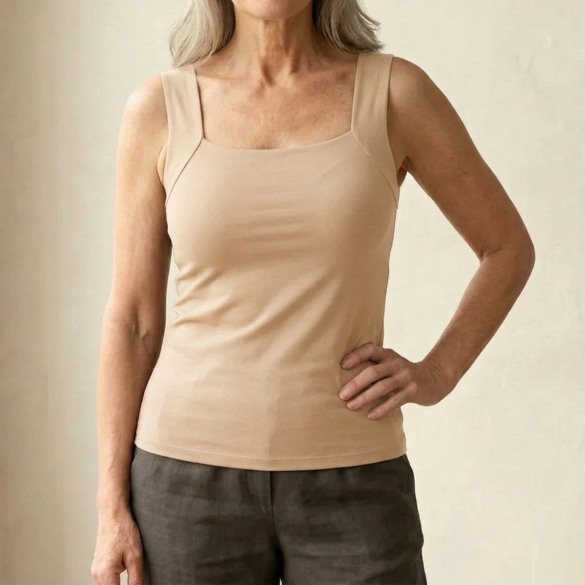 Canotta Donna con Reggiseno Integrato in Cotone Elasticizzato