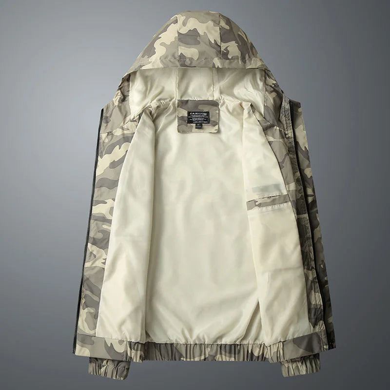Giacca Uomo Impermeabile con Cappuccio e Zip Integrale