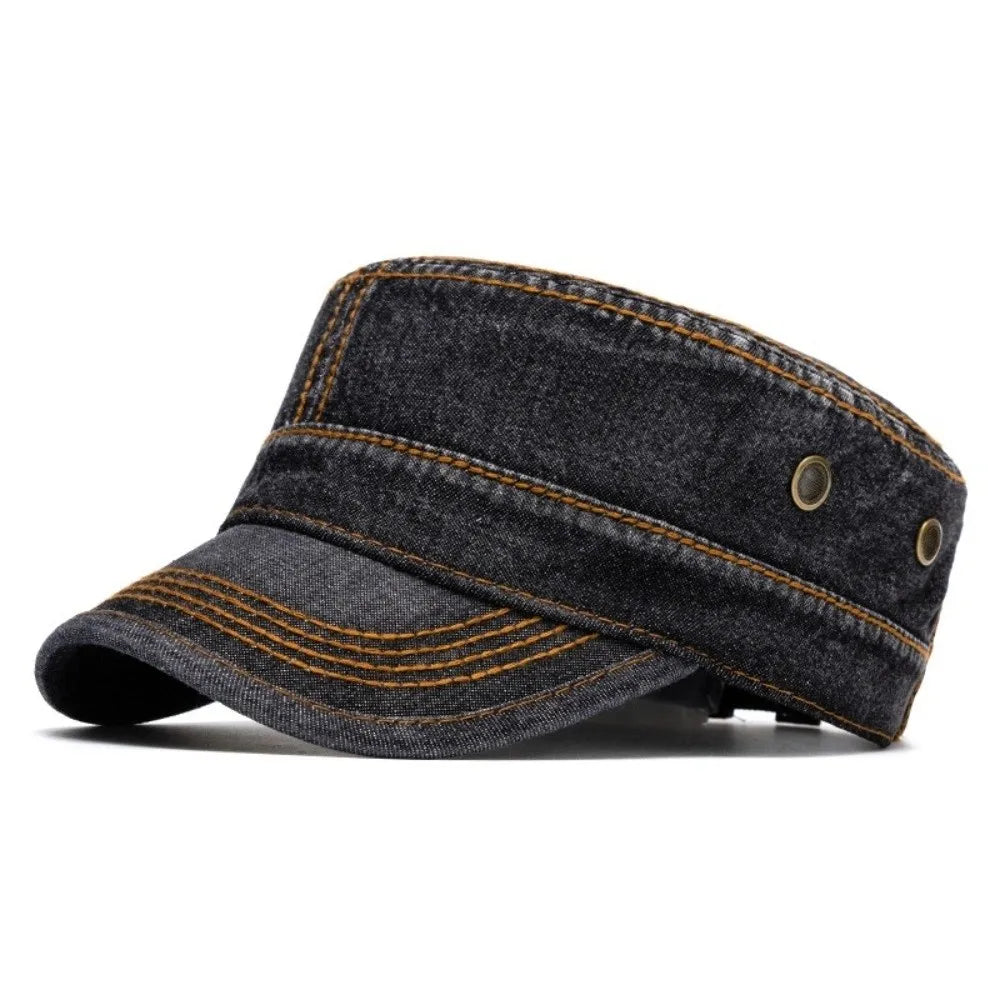 Cappello Cadetto in Denim Unisex con Visiera Rigida