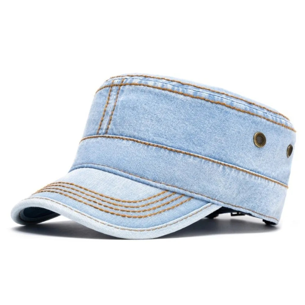 Cappello Cadetto in Denim Unisex con Visiera Rigida