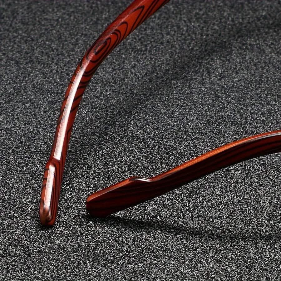 Occhiali da Sole Unisex Montatura in Metallo con Finitura Effetto Legno