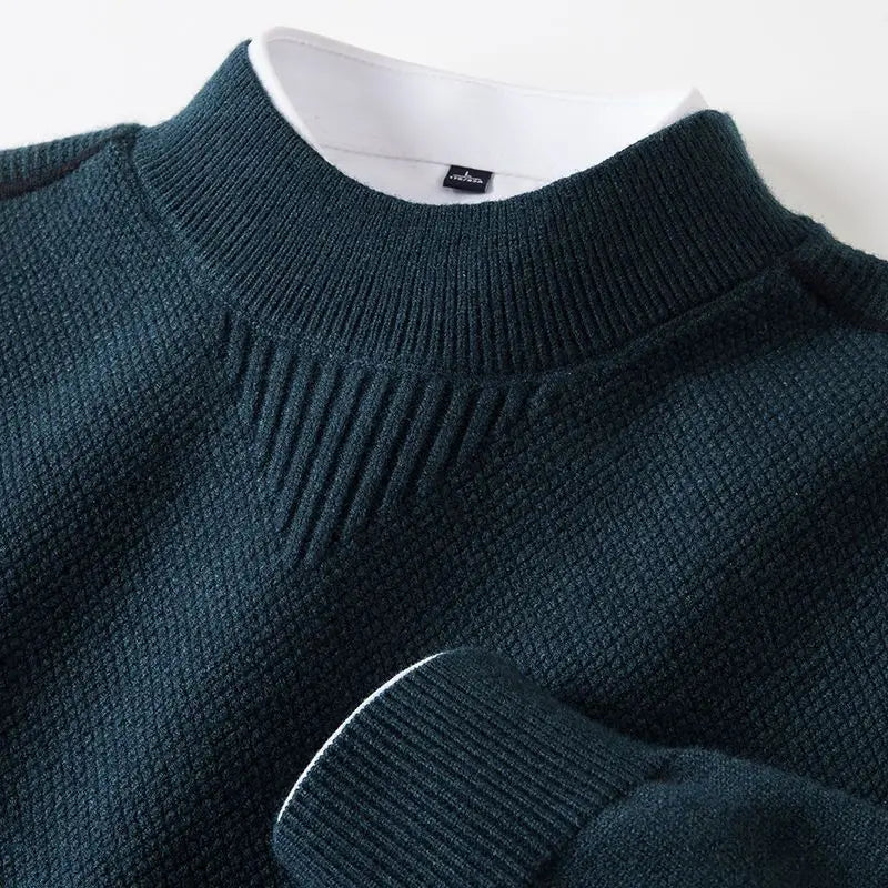 Maglione Uomo in Maglia Waffle con Profilo a Contrasto
