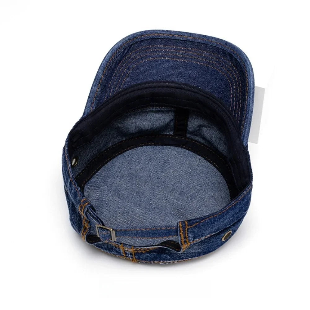Cappello Cadetto in Denim Unisex con Visiera Rigida