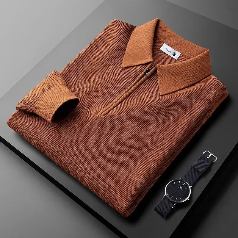Maglione Uomo Quarter-Zip in Maglia a Waffle