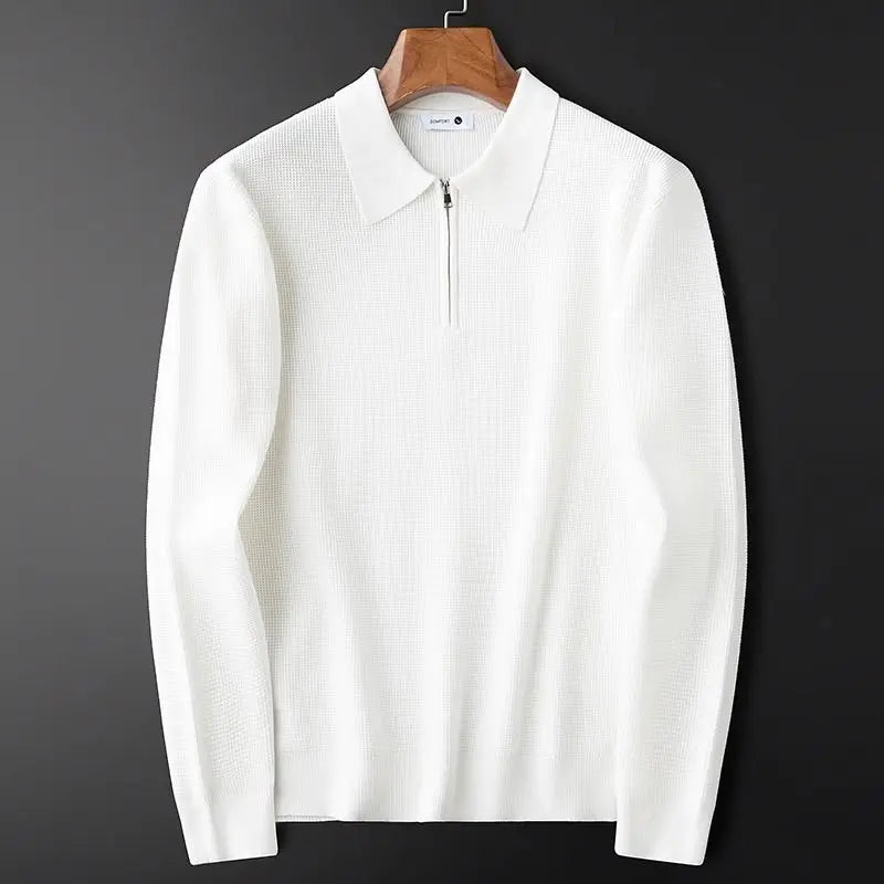 Maglione Uomo Quarter-Zip in Maglia a Waffle