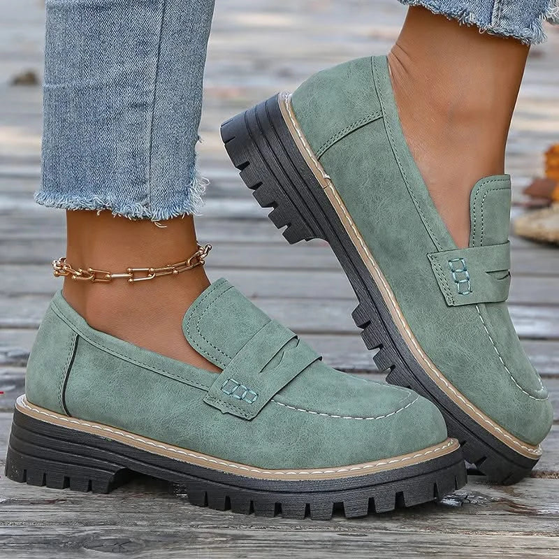 Mocassini Donna in Camoscio con Platform e Suola in Gomma