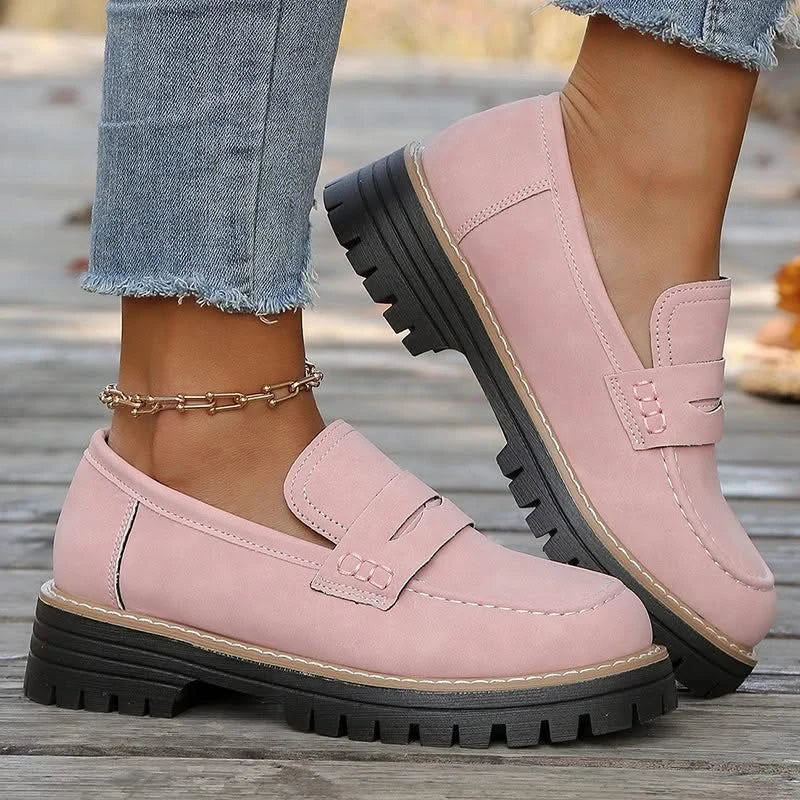 Mocassini Donna in Camoscio con Platform e Suola in Gomma