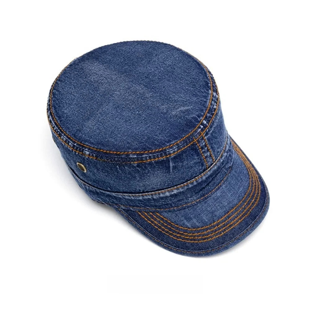 Cappello Cadetto in Denim Unisex con Visiera Rigida