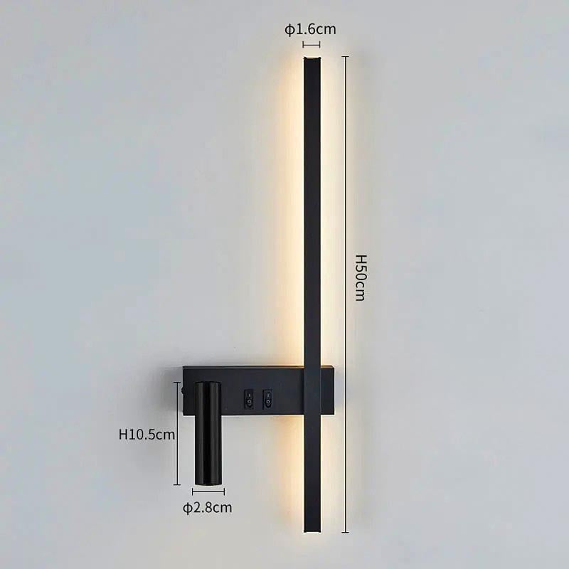 Lampada da Parete LED con Barra Verticale e Faretto Orientabile