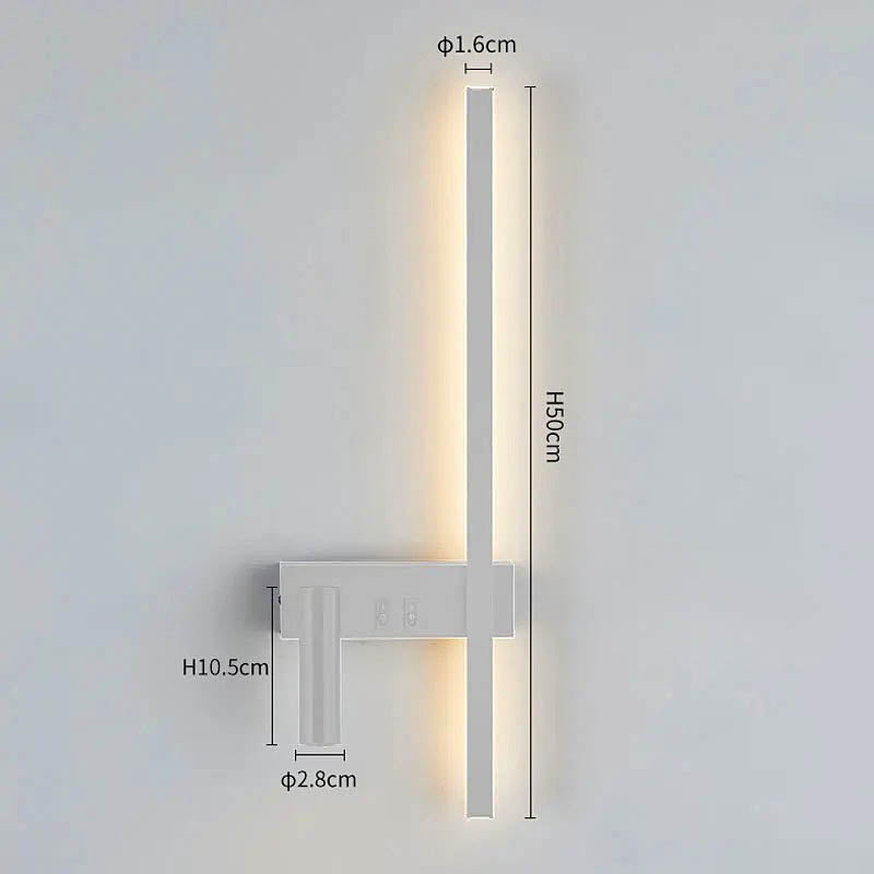 Lampada da Parete LED con Barra Verticale e Faretto Orientabile