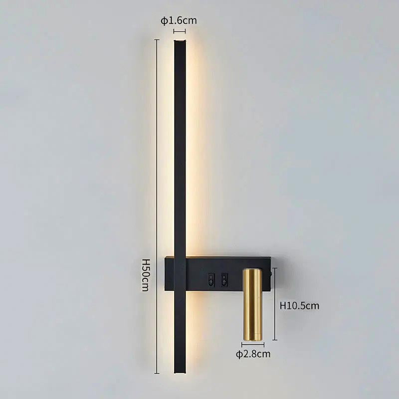 Lampada da Parete LED con Barra Verticale e Faretto Orientabile
