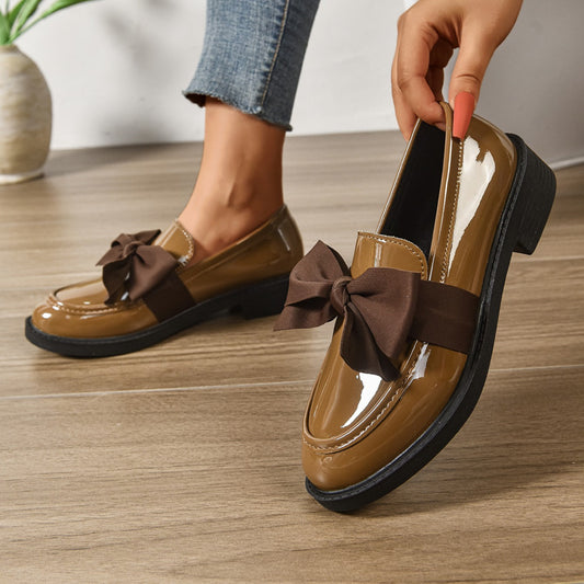 Mocassini Donna in Pelle Lucida con Fiocco e Platform