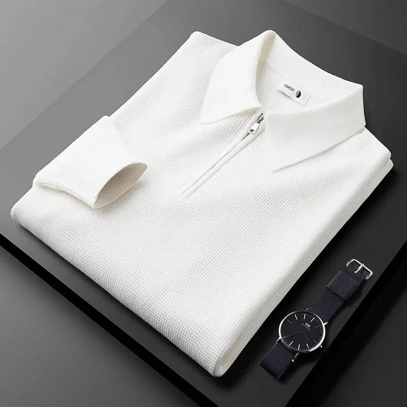 Maglione Uomo Quarter-Zip in Maglia a Waffle