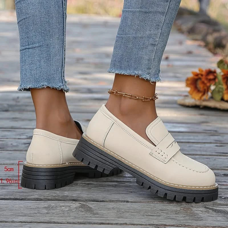 Mocassini Donna in Camoscio con Platform e Suola in Gomma