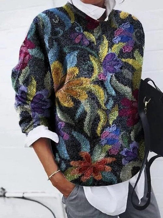 Maglione Donna Fantasia Floreale a Maglia Morbida