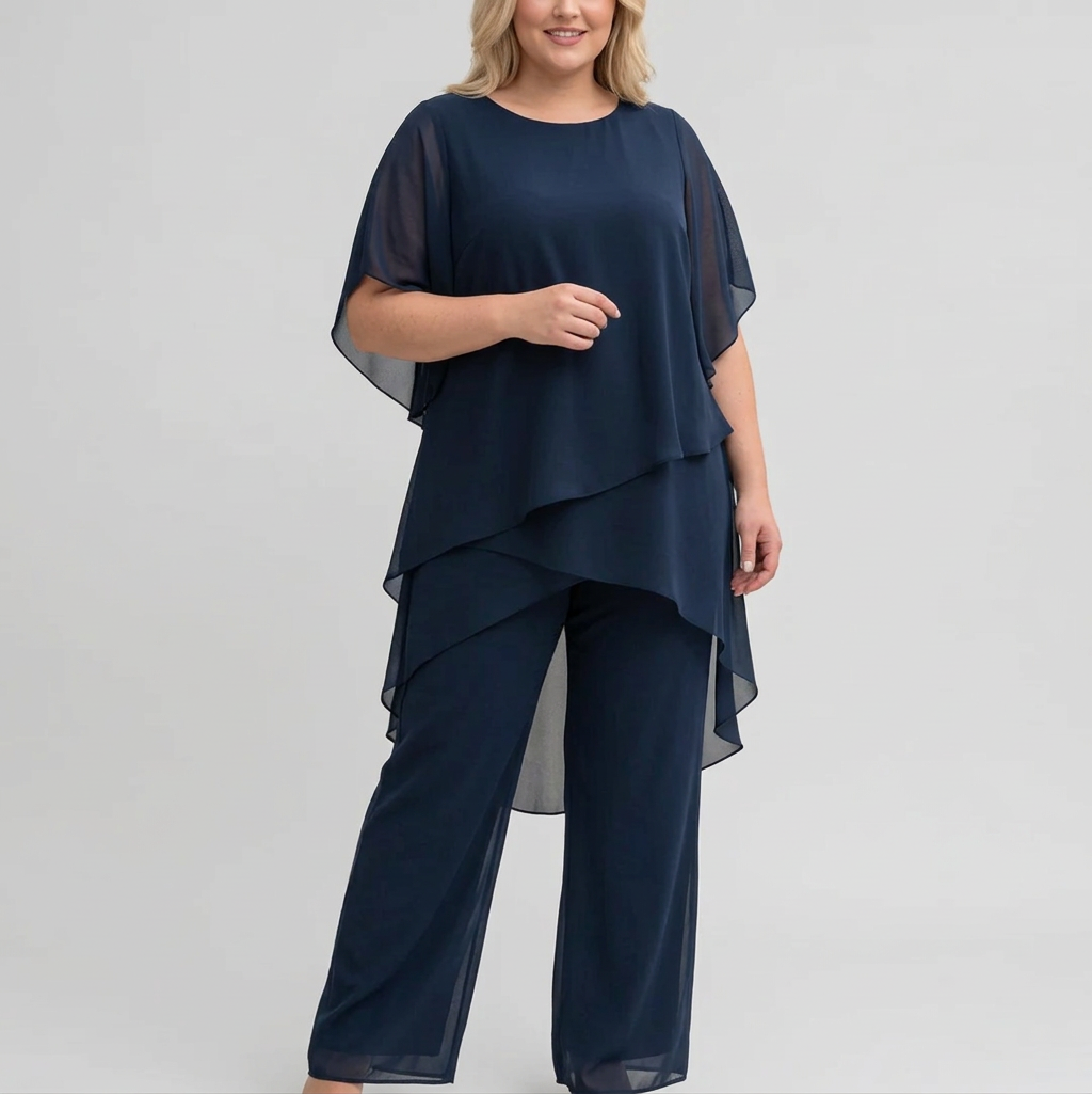 Completo Donna Elegante con Pantaloni Palazzo Drappeggiati