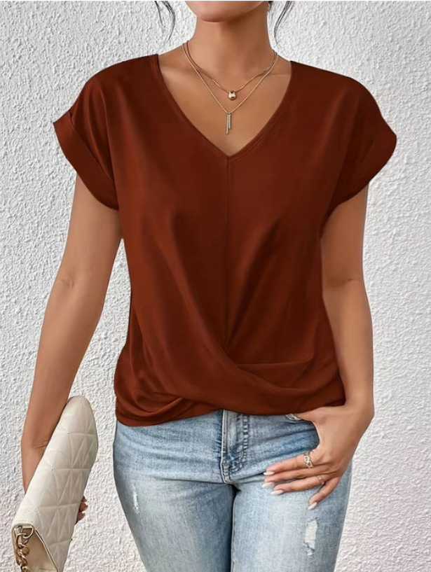 Blusa Sottile da Donna – Casual con Scollatura a V per Uso Quotidiano