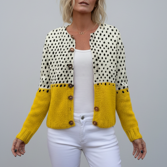 Cardigan Donna a Pois in Maglia Aperta