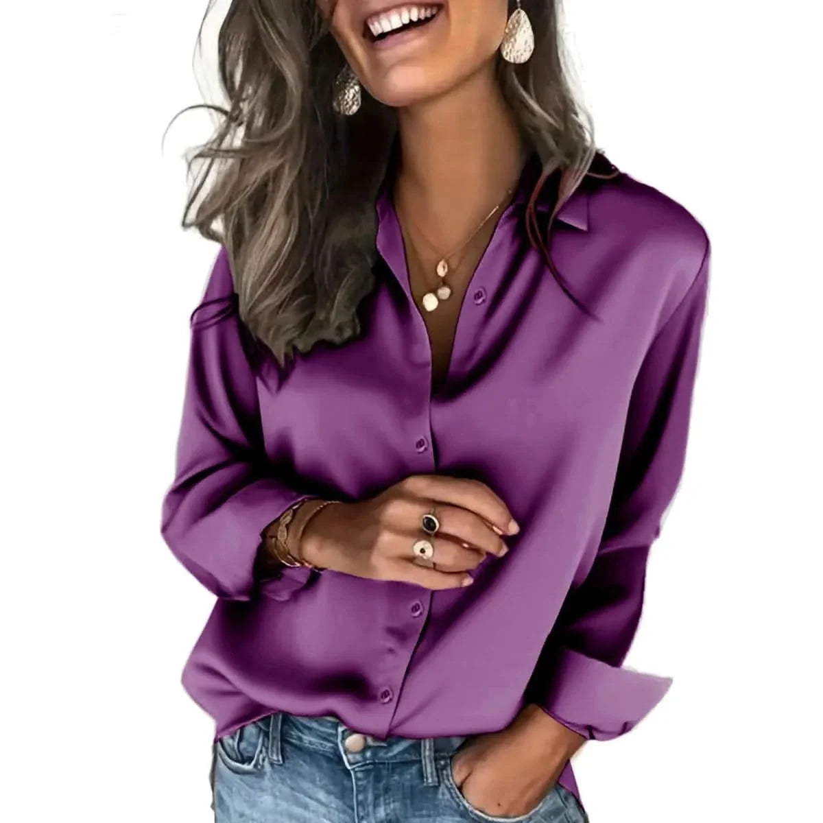 Camicia Donna a Bottoni Vestibilità Rilassata