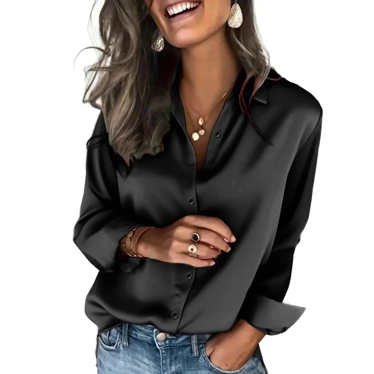 Camicia Donna a Bottoni Vestibilità Rilassata